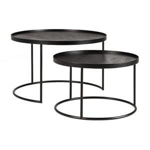Ethnicraft Small Round Tray Coffee Table Set